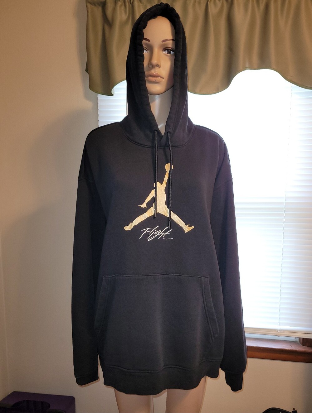 Jordan Black Pullover Hoodie with Gold Jumpman. Size XXL.